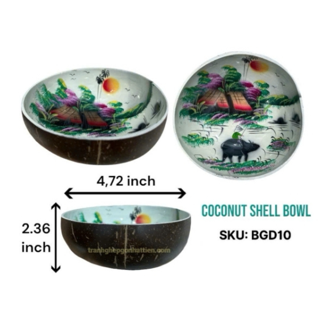 Bát gáo dừa cẩn xà cừ