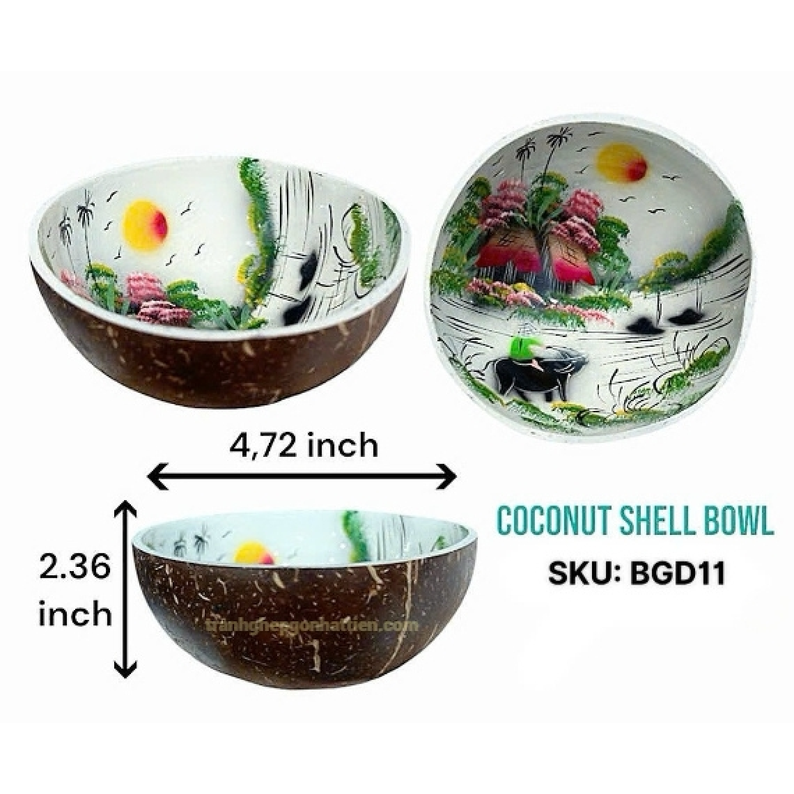 Bát gáo dừa cẩn xà cừ